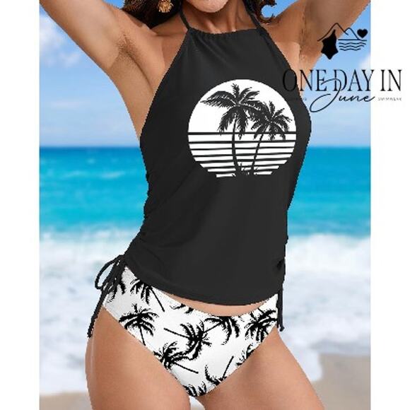 Aleumdr Halter High Neck Tankini Swimsuit Size 2XL - Picture 1 of 5